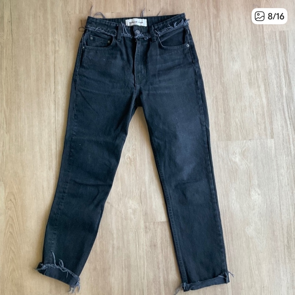 Reformation Julia Cropped Cigarette Frayed High Waist Jean Euphrates 25